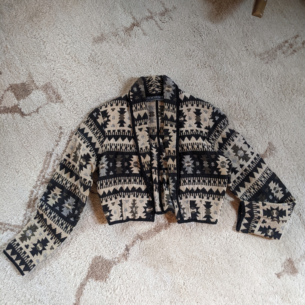 Black and Cream Patterned Women's Blazer